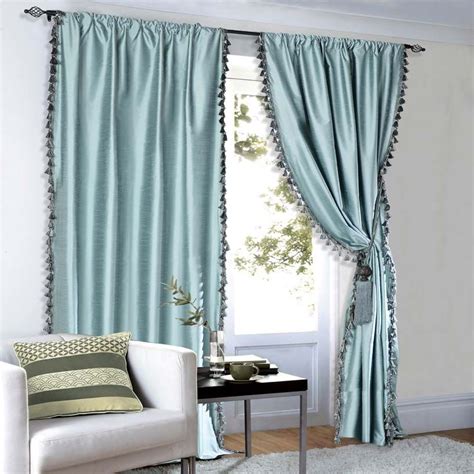 Window Curtains Online | Curtain Bangalore Silk Light blue - Decowindow.in