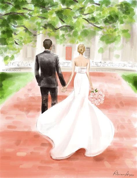 Custom Wedding Portrait Bridal Illustration Bride Groom | Etsy | Wedding illustration, Wedding ...