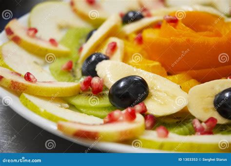 Fresh Juicy Fruit Salad on a Plate. Stock Image - Image of design, closeup: 1303353
