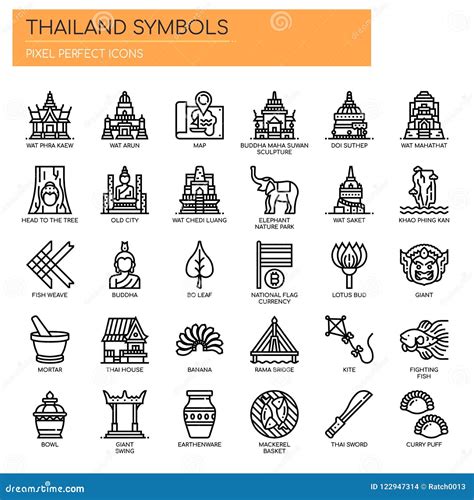 Thailand Symbols , Pixel Perfect Icons Stock Vector - Illustration of ...