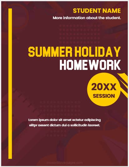 Cover Page Designs for Summer Holiday Homework | Editable