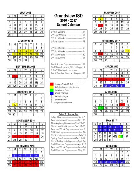 Grandview Independent School District Calendars – Texas