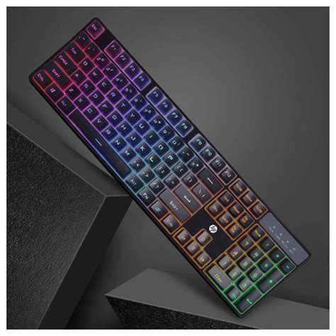 HP K300 Keyboard LED Light Backlit Wired USB Gaming Keyboard Black Colorful Backlight (Black ...