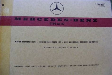 Mercedes Benz M117 - Parts Catalog Engine 1972