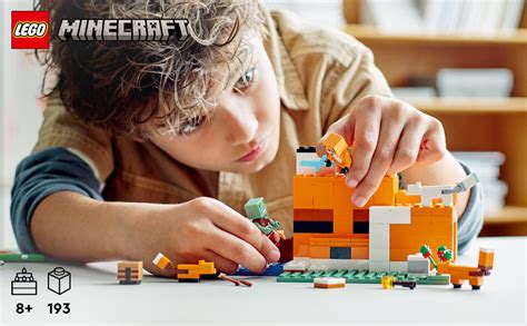 LEGO Minecraft The Fox Lodge House 21178 Animal Toys with Drowned ...