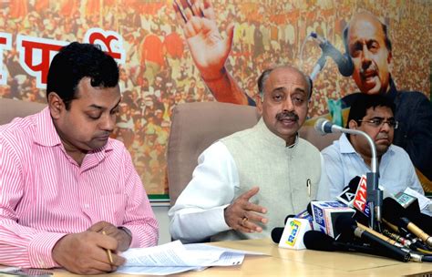 Delhi BJP president addressing a press conference