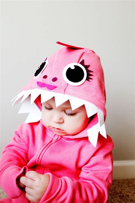 Pink DIY baby shark costume with a hoodie | Shark baby costume, Shark halloween costume, Shark ...