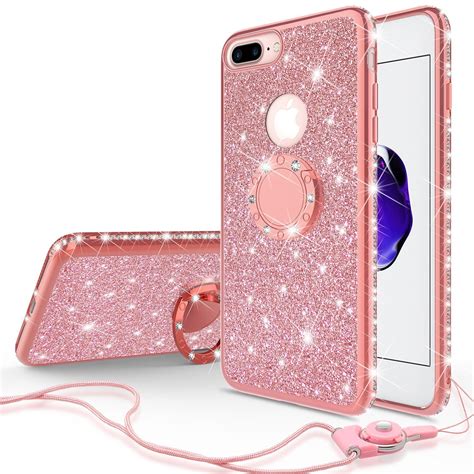 Apple Iphone 8/ iPhone 7 Case Glitter Cute Phone Case for Girls with Kickstand,Bling Diamond ...