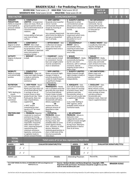 Braden Scale Form ≡ Fill Out Printable PDF Forms Online