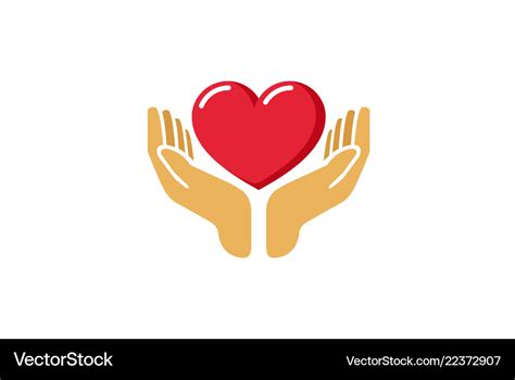 Love giving heart hands holding logo Royalty Free Vector