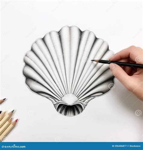 Realistic Seashell Drawing for Coloring Project Stock Illustration ...