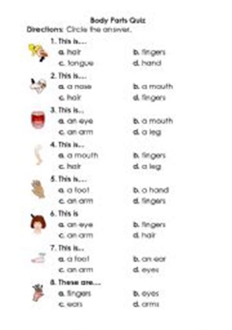 Body Parts Quiz - ESL worksheet by talih21