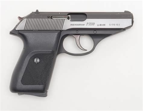 Sig Sauer Model P230 DA semi-auto pistol, 9mm kurz cal., 3-1/2” barrel, black finish, checkered co