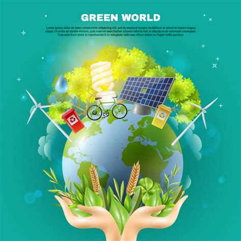 Green world poster vector template free download