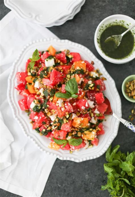 Watermelon Salad with Tomato, Feta, and Herb Vinaigrette - Domesticate ME