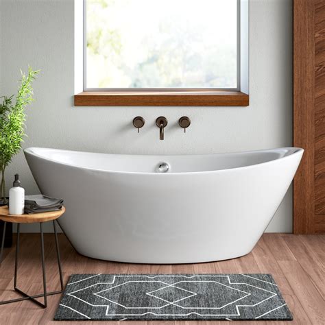 Ebern Designs 71" x 33" Freestanding Soaking Acrylic Bathtub & Reviews ...