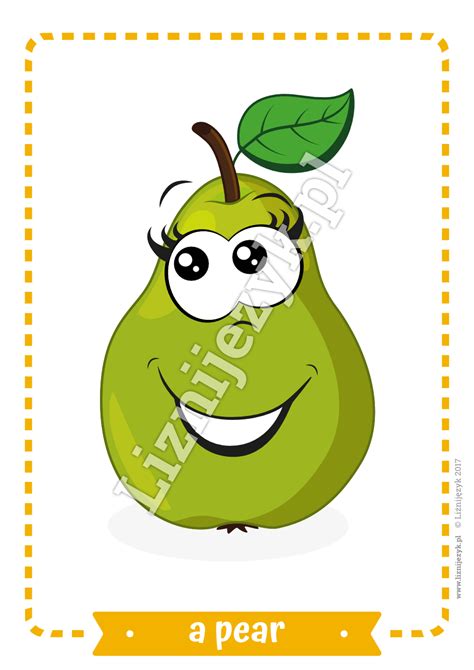 a pear - fruits - English flashcards - lick the language | Flashcards, Food flashcards, Fruit