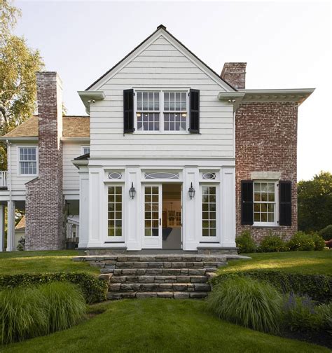 White and Brick Exterior | Colonial house exteriors, House exterior ...