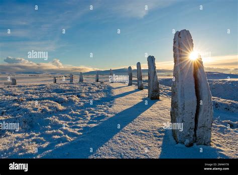 Ring of Brodgar winter sunrise, Orkney Isles Stock Photo - Alamy