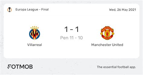 Villarreal vs Manchester United - live score, predicted lineups and H2H ...