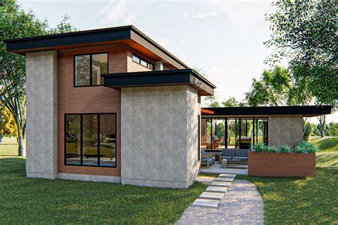 Plan 62726DJ: Striking Modern House Plan with Courtyard and Drive-Under ...