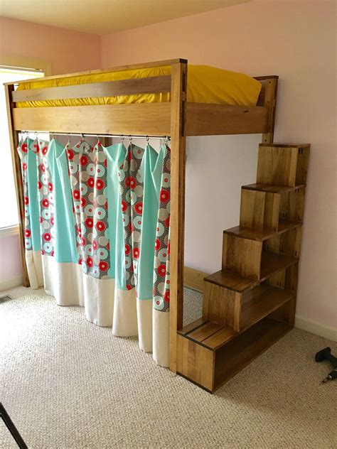 DIY Bunk Bed With Stairs storage stairs for loft bed diy #bunkbedideasforsmallrooms | Diy loft ...