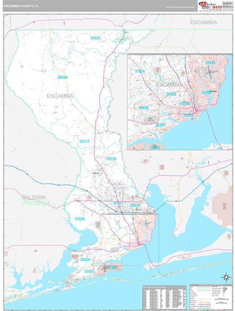 Escambia County, FL Wall Map Premium Style by MarketMAPS - MapSales