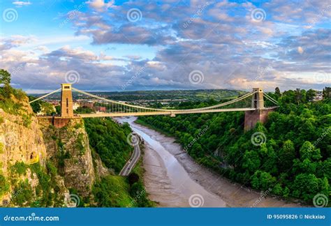 Bristol Suspension Bridge at Sunset Stock Photo - Image of river ...