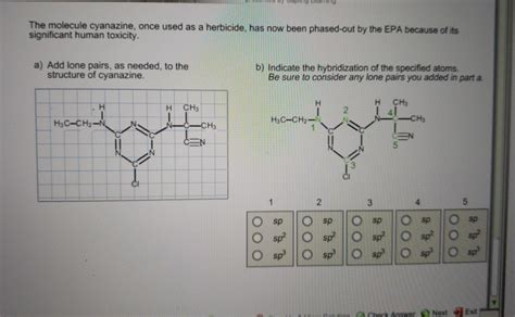 Solved The molecule cyanazine, once used as a herbicide, has | Chegg.com