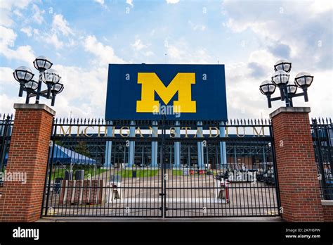 U of M Aerial Photography University of Michigan The Big House Michigan Stadium Black and White ...