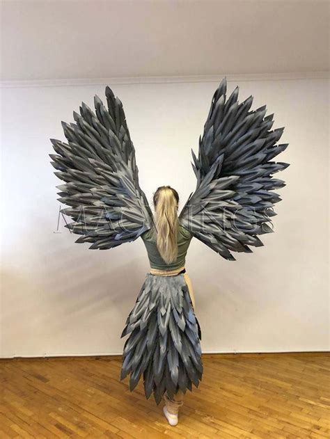 Black Harpy Costume Wings and Tail Cosplay Costume Adult, Arm Wings, Flexible Wings for Arms ...