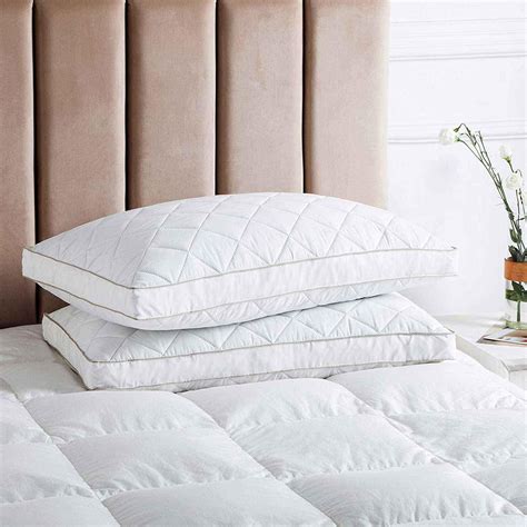 Puredown® Goose Down Feather FeatherGussted Bed Pillows Set of 2, White ...