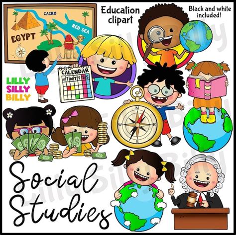 SOCIAL STUDIES. Clipart in Color & Black/white. lilly Silly - Etsy