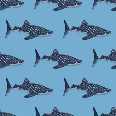 Whale shark seamless pattern in scandinavian style. Marine animals ...