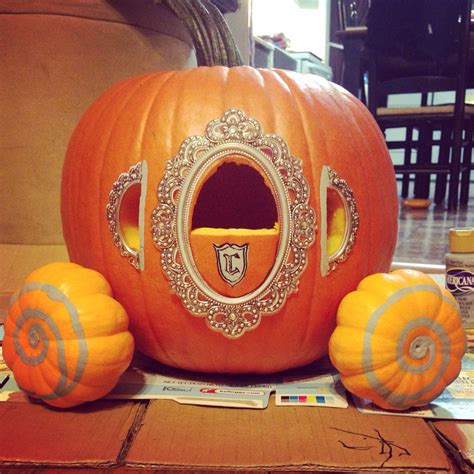 Cinderella's carriage pumpkin carving (with scrapbooking stick-ons) | Pumpkin carving, Pumpkin ...
