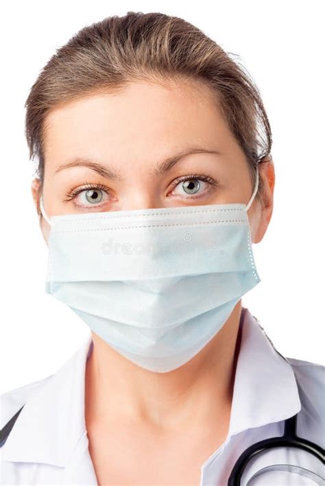 Woman Surgeon in Medical Mask Stock Image - Image of background, eyes ...