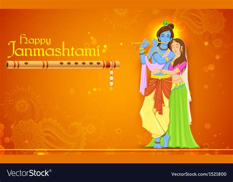 Radha and lord krishna on janmashtami Royalty Free Vector