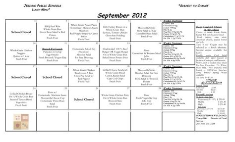 September 2012 Lunch Menu - Jericho School District