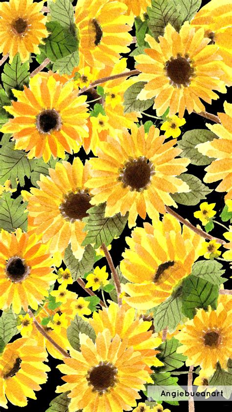 Handpainted watercolour sunflower wallpaper | Watercolor sunflower, Sunflower wallpaper, Wallpaper