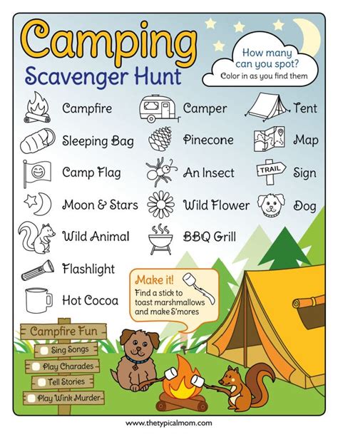 Camping Scavenger Hunt For Kids Printable