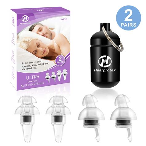 Sleeping Ear Plugs-2 Pairs Ultra Comfortable & Reusable Noise Reduction Earplugs 32SNR, for ...