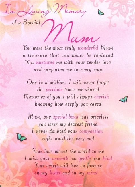 Graveside Card IN LOVING MEMORY OF A SPECIAL MUM Grave Verse Memorial ...