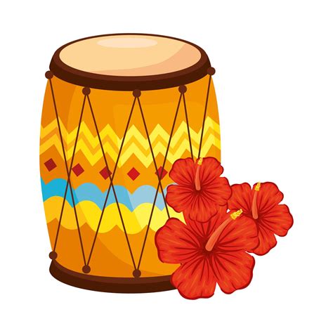 drum dhol indian traditional, with hibiscus flowers 1895520 Vector Art ...