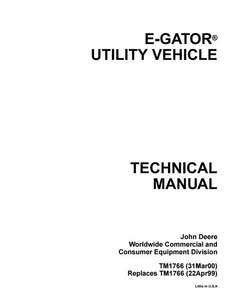 John Deere E-Gator Utility Vehicle Service Repair Manual (TM1766) by ...