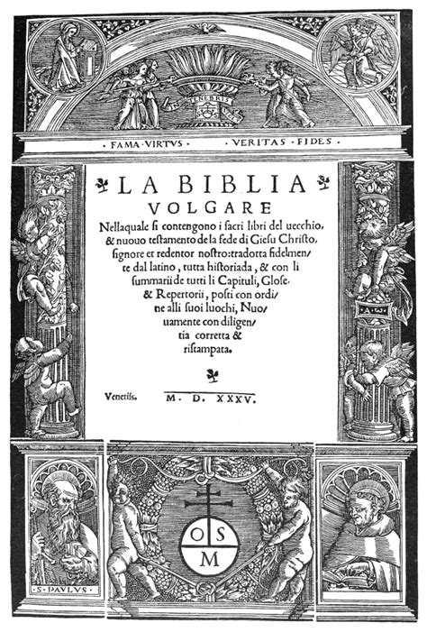 Italian Vulgate, 1535. /Ntitle Page Of An Italian Vulgate Bible ...