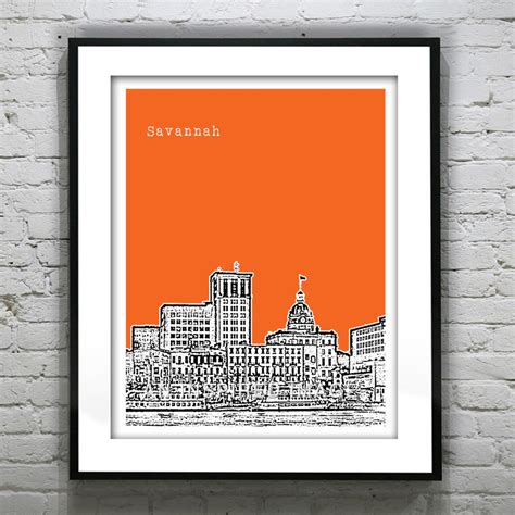 Savannah Georgia Skyline Poster Art Print GA Item T2447 - Etsy