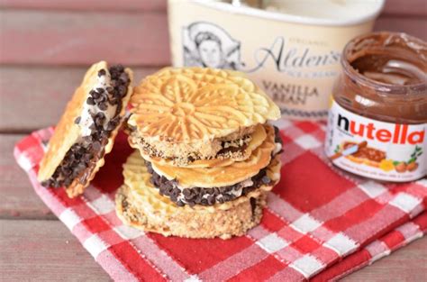 Nutella Pizzelle Ice Cream Sandwiches | Recipe | Ice cream sandwich ...