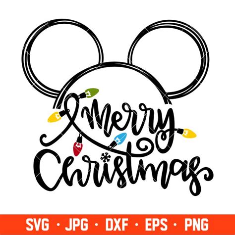 Merry Christmas Lights Mickey Mouse Svg, Free Svg, Daily Freebies Svg ...