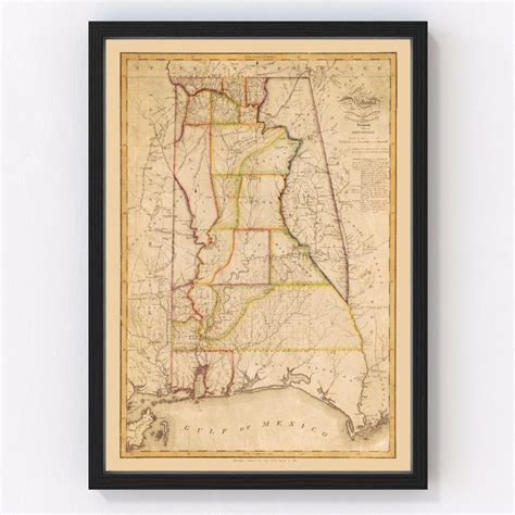 Vintage Map of Alabama 1818 by Ted's Vintage Art