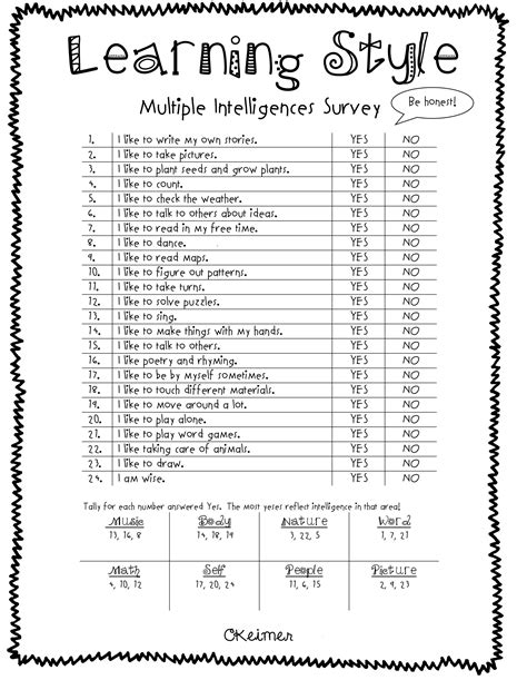 All About Me Activities: A Multiple Intelligences Assessment | Study ...